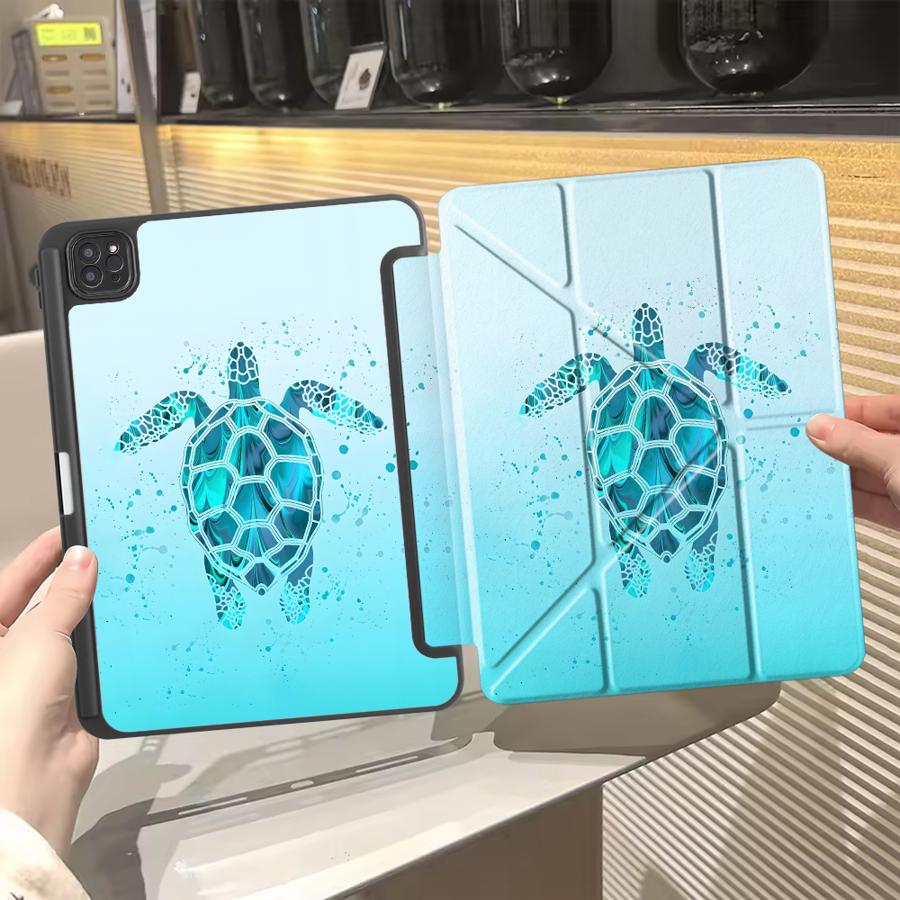 

Cartoon Sea Turtle Art Holder Cover Tablet Case For iPad Pro 11th 10th 9th 8th 7th 12.9inch Pro 2025 Air 4 5 M3 M2 1 2 M4 11inch iPad Mini 6 8.3