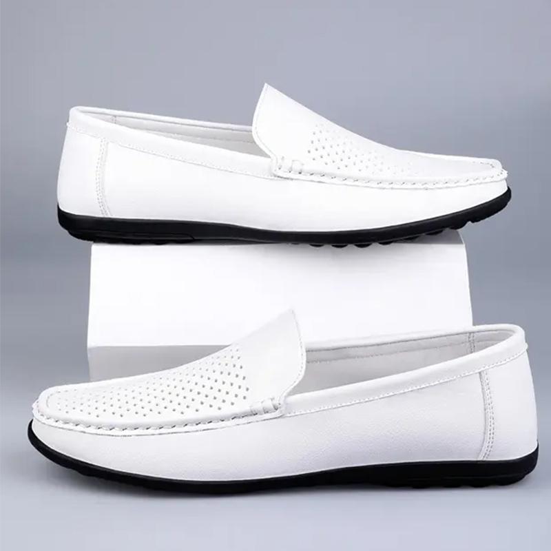 

Кожаные мужские мокасины, роскошные брендовые резиновые повседневные мужские туфли, дышащие туфли на плоской подошве, мужские туфли для вождения, большие размеры 46 47 47 белый