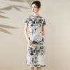 TUHUANG Mulberry Silk Chinese Style Ink Wash Tie-Dye Dress