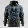 Men's 3D Snake Hoodie Sweatshirt Cool Party Crew Neck Club Streetwear Blue Green Drawstring Fall Winter Designer