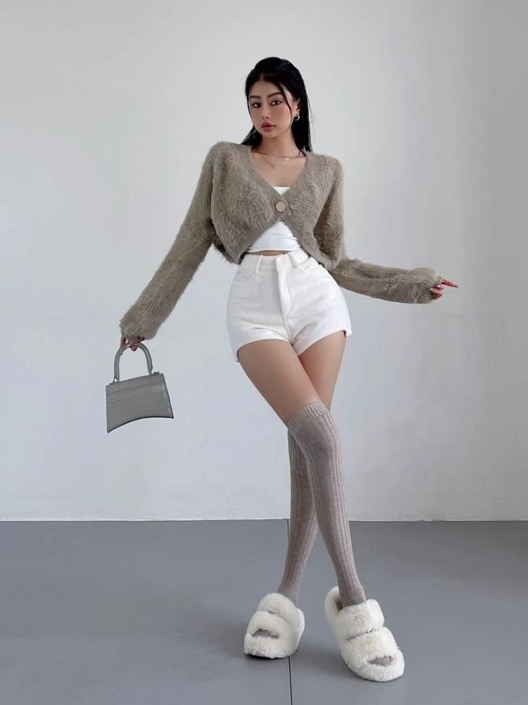 Sexy šortky Dámské Zimní Móda Nové Nepravidelný Vysoký Pas Pevné Tenké Zavinování Boky Šortky Kapsy Streetwear Dámské Běžné