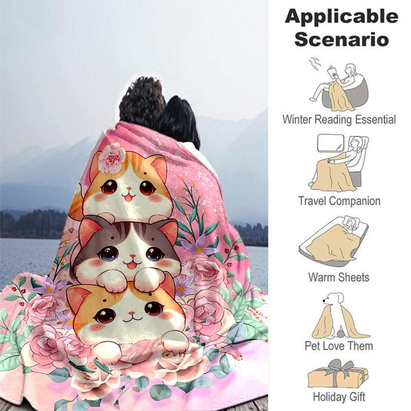 1pc Three Cute Cats Ideas Blanket, Softs for Bed Couch Sofa, Living Room, Travel, Camping, Car Blankets