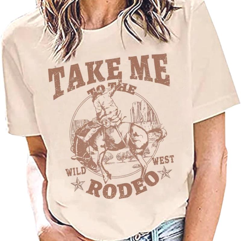 Cowboy Rodeo Graphic Printed Women Vintage Country Music Funny Western Tshirts FeUnisex Retro Casual Short Sleeve TShirt Clothing