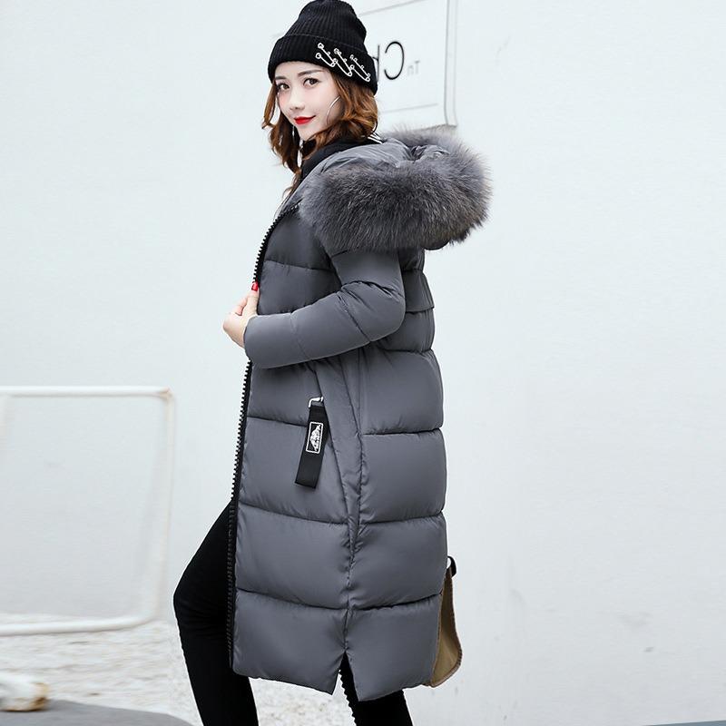 New new color big fur collar long women's cotton coat cotton coat batch