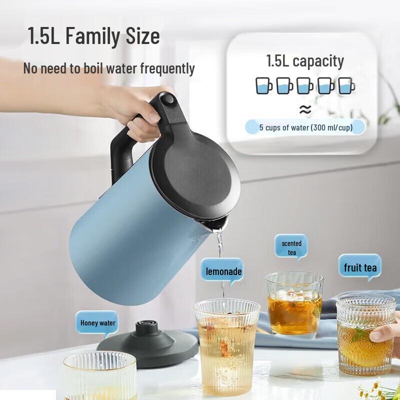 Midea 1.5L Double-Layer Anti-Scald Electric Kettle CN plug (adapter included)