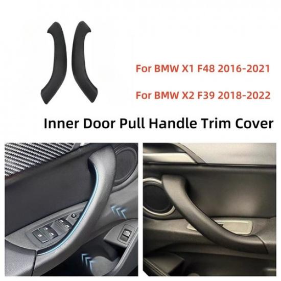 

2PCS Interior Door Handle Pull Protective Cover For BMW X1 X2 F48 F49 F39 Black
