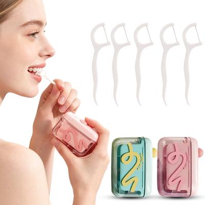 Fun Color Portable Oral Floss Dispenser, Household Interdental Cleaning Holder, Disposable Floss Automatic -Up Organizer With 0 Pcs Floss Sticks