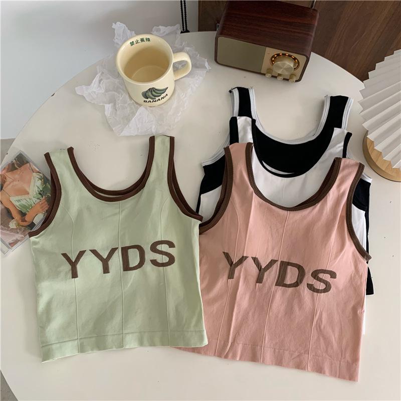 

2024 Women s Summer Slim Fit Letter Print Camisole Vest White