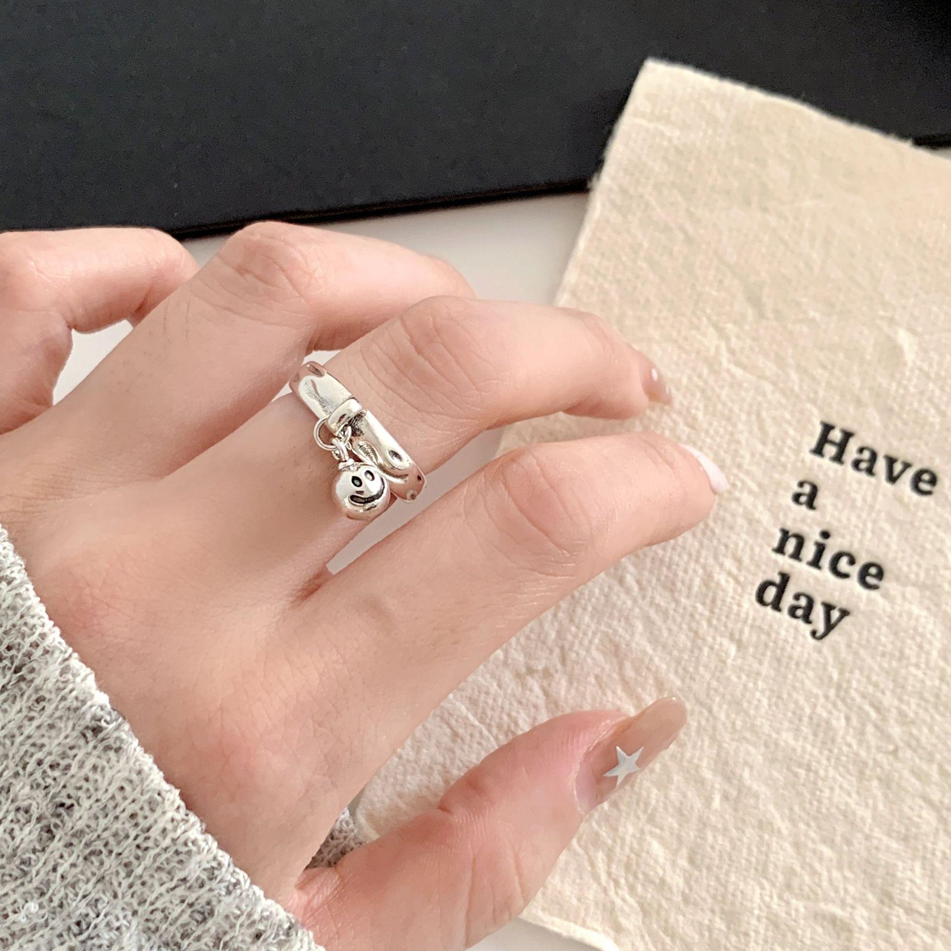 Korean Style Geometric Adjustable Open Ring: Versatile Round Ball Pendant for Women s Fashionable Trend. Adjustable jz7981