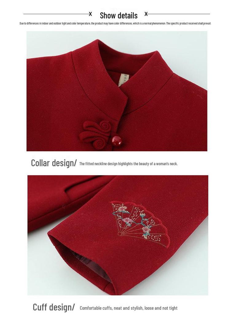 Elderly Women's Spring Wool Coat: Loose Tang Suit Jacket for Mom, Mother-in-law, or Wife - Perfect for Spring & Autumn.