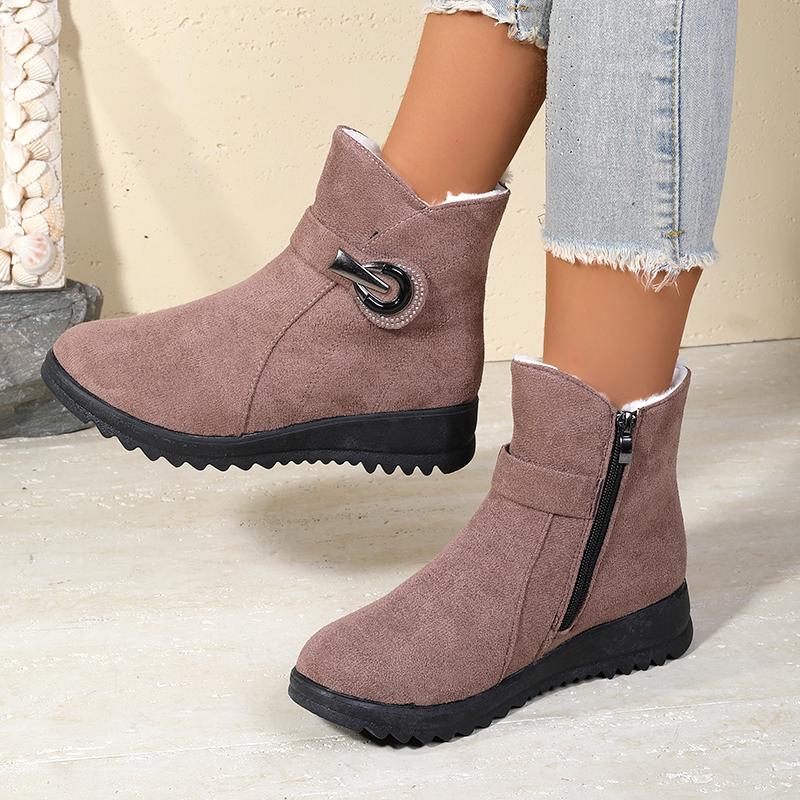 Women's Platform Snow Boots 2025 New Style, Thick Fleece & Suede Ankle Boots-Comfortable, Warm, Versatile Mom's Cotton Boots