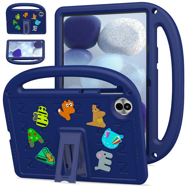 

EVA Cute Case For Huawei Honor Pad 10 (Tablet 10) 2025 12.1 inch Built-in Kickstand Kids Lovely Cover With Portable Hand Holder Honor Pad 10 2025 темно-синього кольору