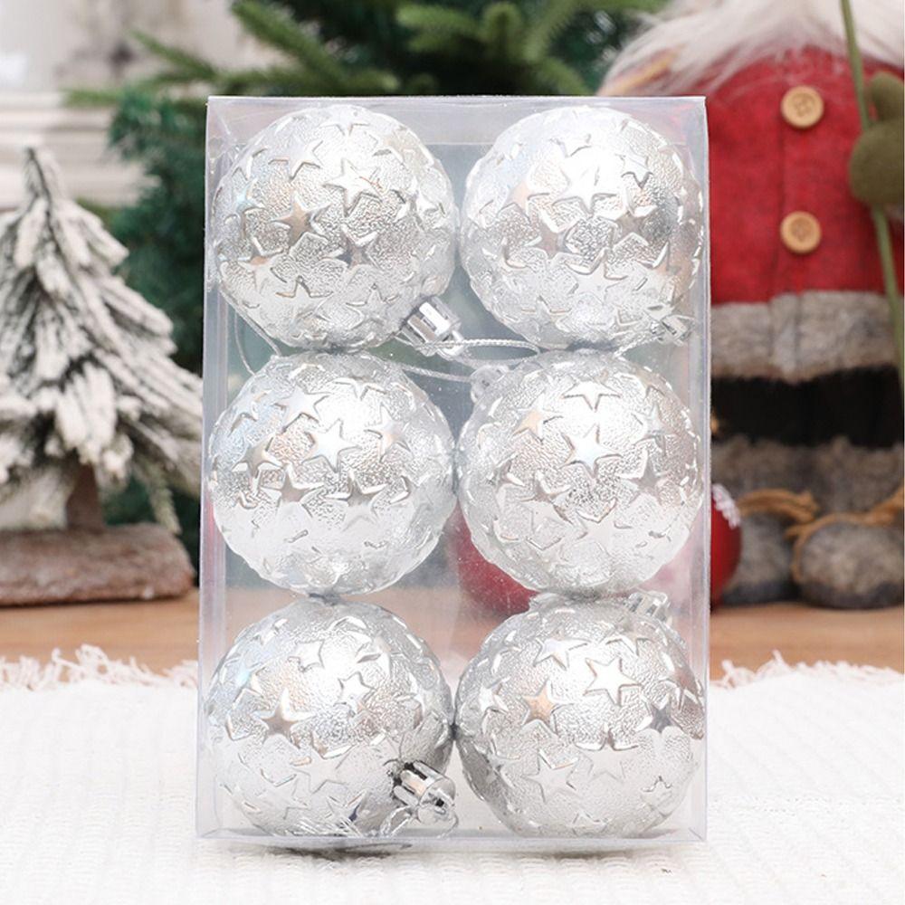 6pcs Colorful Star Christmas Balls Set Shatterproof Xmas Tree Pendants  Merry Christmas Decoration