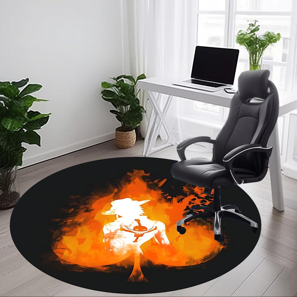 One Piece Portgas·D· Ace Office Round Area Rug, Under Office Chairs Bedroom Living Room Home Decor a0908195