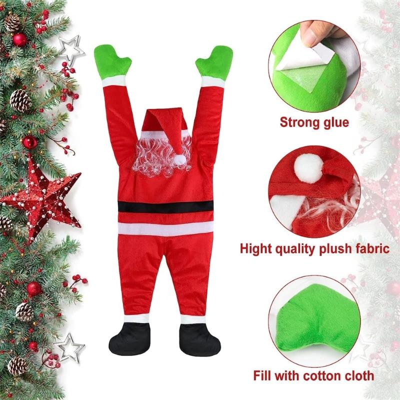 Santa Climbing Ladder Roof Clothes Ornament Suitable for Christmas Outdoor Decor
