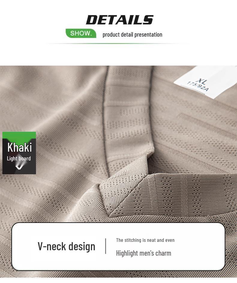 Pánské nadměrné tričko s výstřihem do V a krátkým rukávem slim fit – Letní trend mladé módy