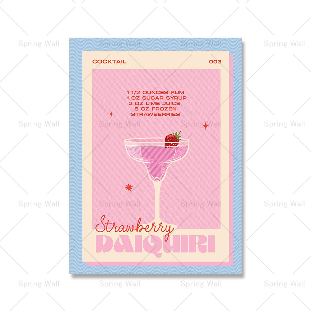 

Современный натюрморт Напитки Коктейли Клубника Холст Картина Кофейня Магазин Бар Настенный принт Постер Минималистичное искусство Декор для дома 21x30cm No Framed