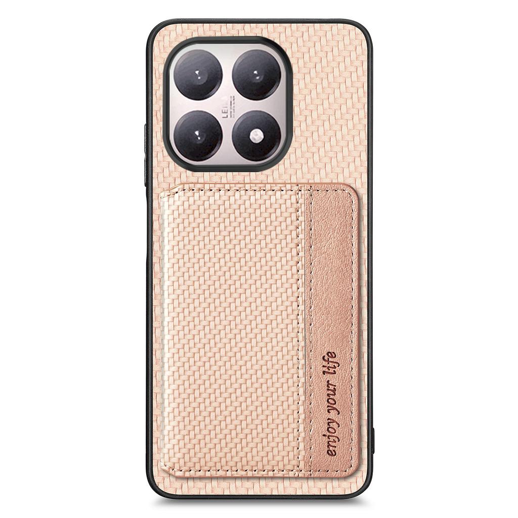 For Xiaomi 15T Case RFID Blocking Carbon Fiber Leather Phone Back Cover with Card Holder