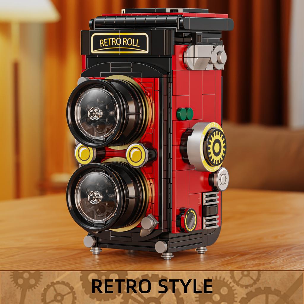 Non-Toxic 719Pcs Vintage Camera Building Blocks Puzzle Machine Assemble Bricks Toys With Light Creative Desktop Decoration Gifts