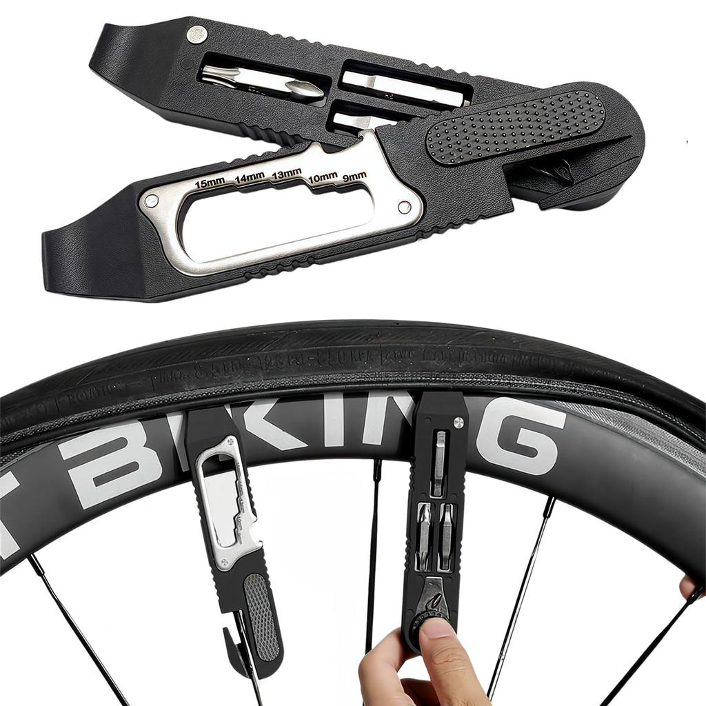 yowodana Bicycle Portable Bicycle Tool Set Puncture Repair Kit 14in1 Multifunctional Easy to Open and Close Lightweight Durable High Hardness Compact