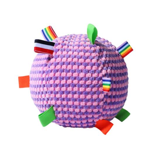 

Dog Chew Ball Toy with Bell Bite Resistant Plush Ball Toy Pet Teething Cleaning Interactive Toy for Small Medium Large Breeds фіолетовий