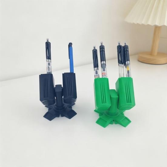 3D Printed Missiles Launcher Pen Holder, Rocket Launcher Pencil Cup for Desk, Multi-compartments Stationery Organizer Box for Home Office Classroom