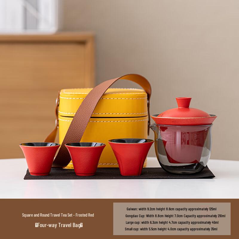 Portable Ceramic Travel Tea Set 1 Pot 3 Cups