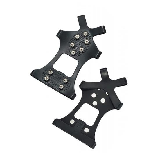 

1 пара ледоступов, кошек для обуви с 10 стальными шипами, мужские, женские, для зимней ходьбы на открытом воздухе по льду и снегу, тяговые накладки, нескользящие шипы для обуви и ботинок L чёрный