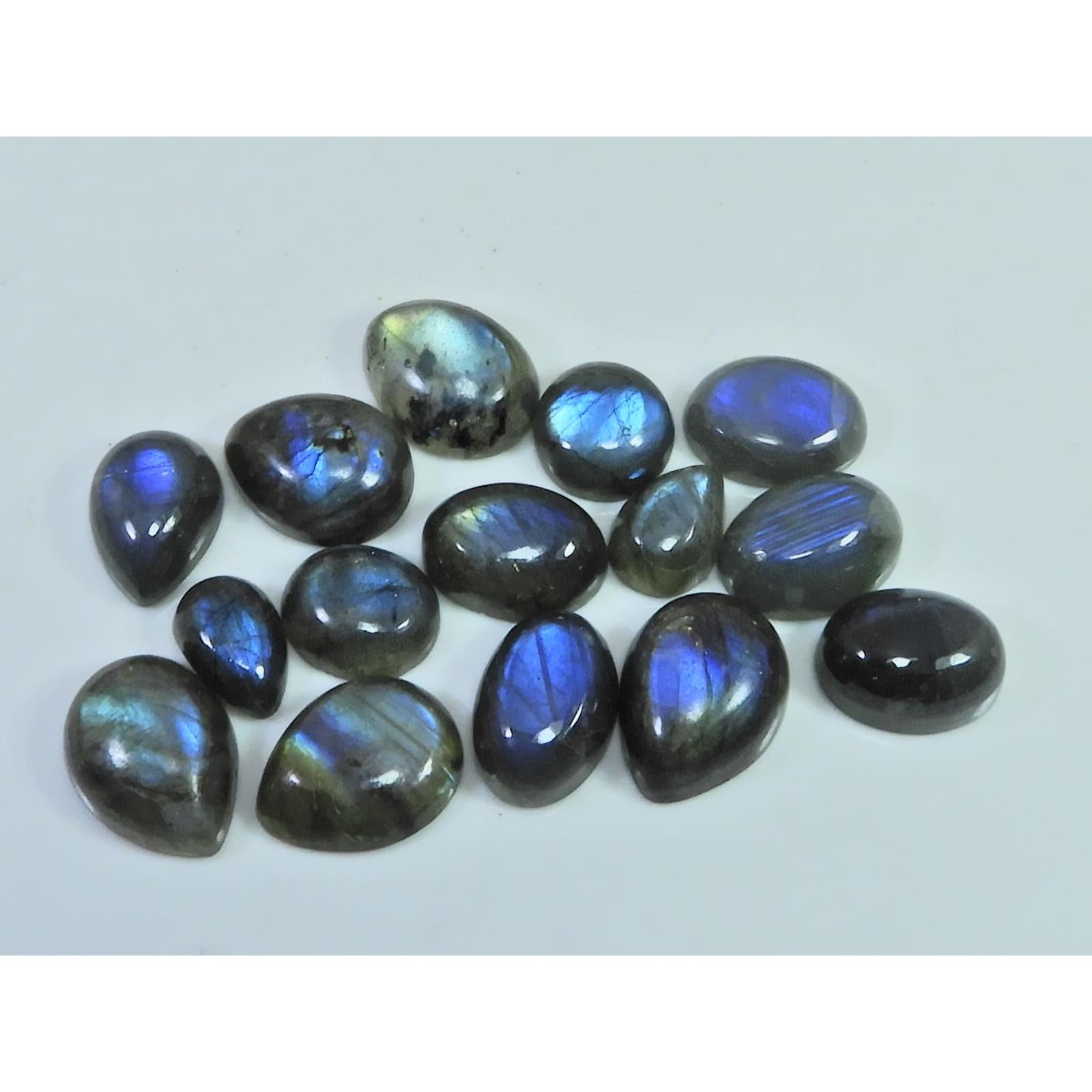 7X11-11X15MM Natural Multi Labradorite Mix Cabochon Loose Gemstone 15Pcs Lot C-1809