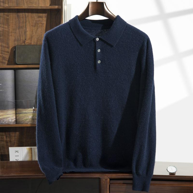 POLO neck cashmere sweater 2025 new flat middle-aged Korean version loose pullover sweater