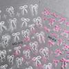 Nail Sticker Ribbon Bow White 3D Thin Diy Nail Art Decals Decoration Pink Bow Pattern Manicure Self Adhesive Nail Decals