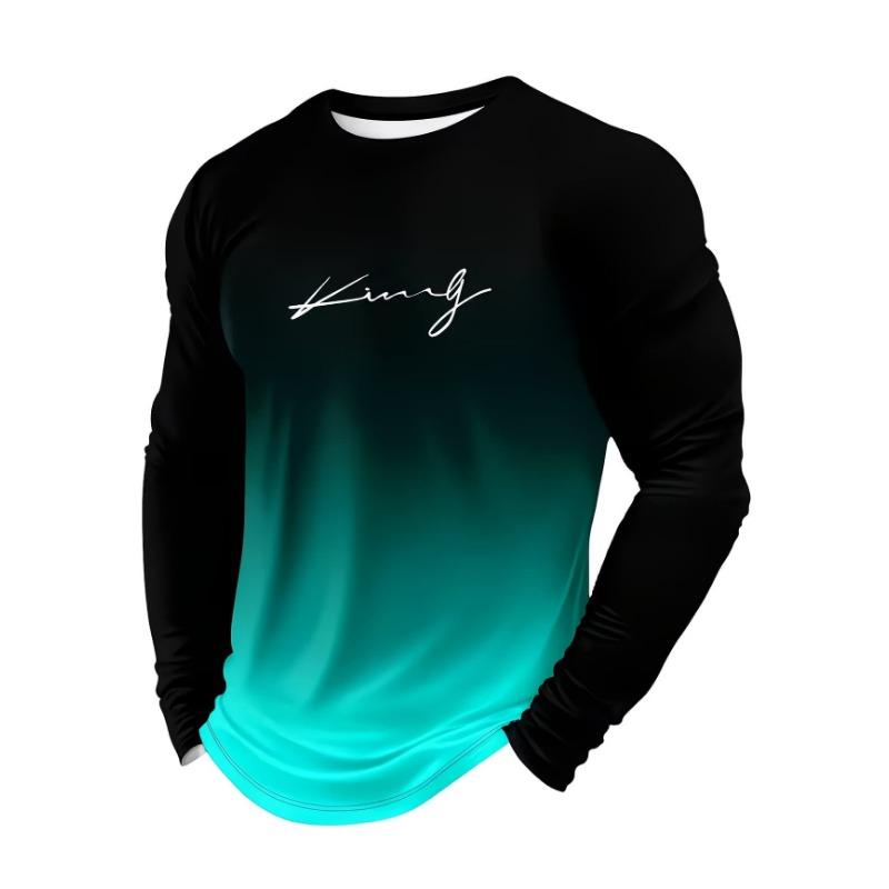 Herren Langarm-T-Shirt mit 3D-Streifendruck, bequem, atmungsaktiv und vielseitiges Herren-Oberteil