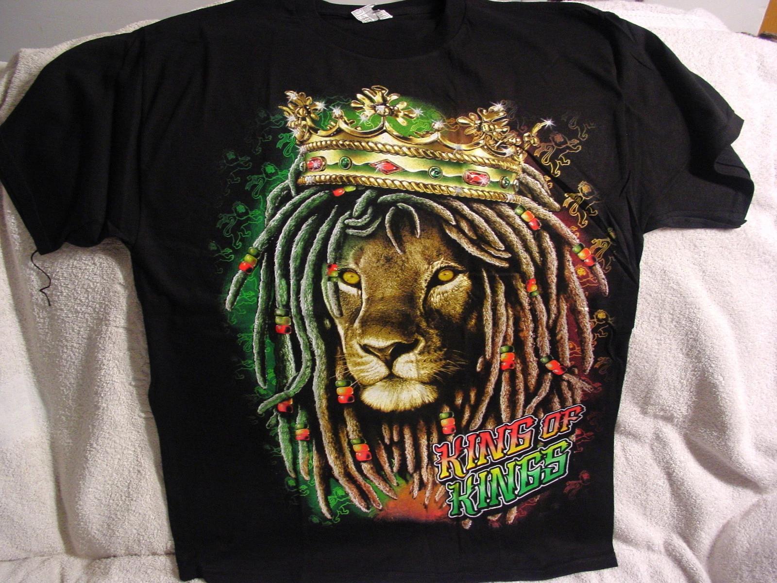 LION OF JUDDAH DREADLOCKS KING OF KINGS CROWN RASTAFARIAN T-shirt 4XL