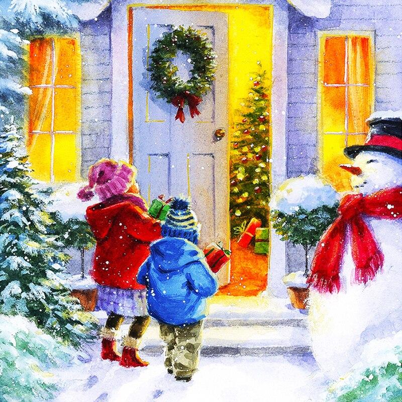 5D DIY Diamond Painting Christmas Gift Home Decor Full Round Diamond Mosaic Embroidery Cross Stitch Kits Snow and Child