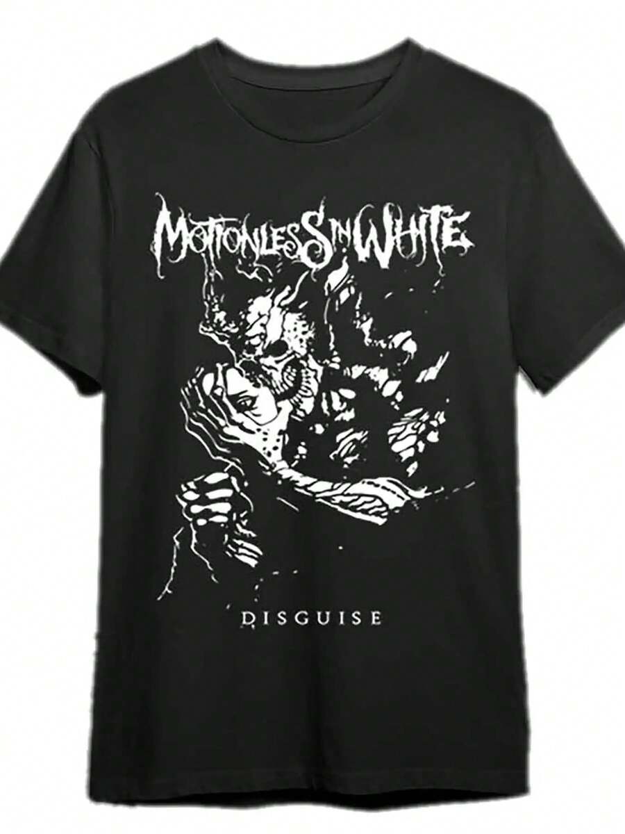 Motionless In White Unisexs Official Band Merch TShirt Black Disguise Logo Iconic Symbol Print S