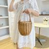 Wicker basket bag women summer beach natural rattan straw bucket totes handmade woven handbags 2026 new