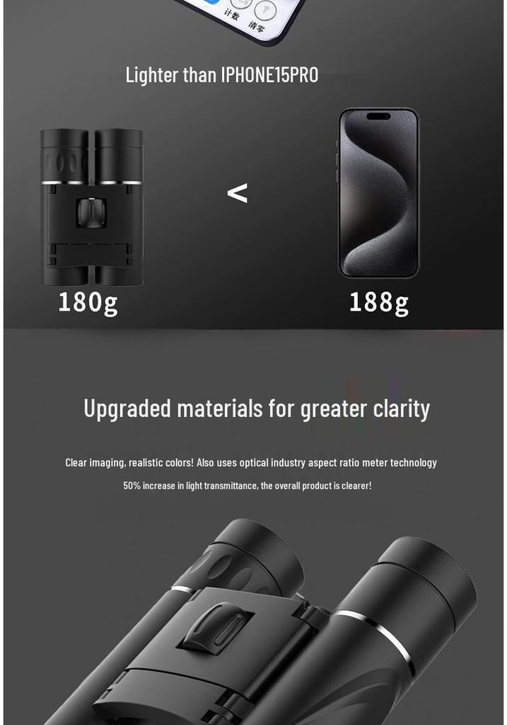 Portable HD High Magnification Outdoor Double Barrel Binoculars