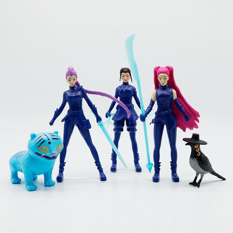 5pcs/Set Kpop Demon Hunters Action Figure Toy Derpys Tiger Rumi Mira Zoey Sussy Figurine Doll for Fans Gift