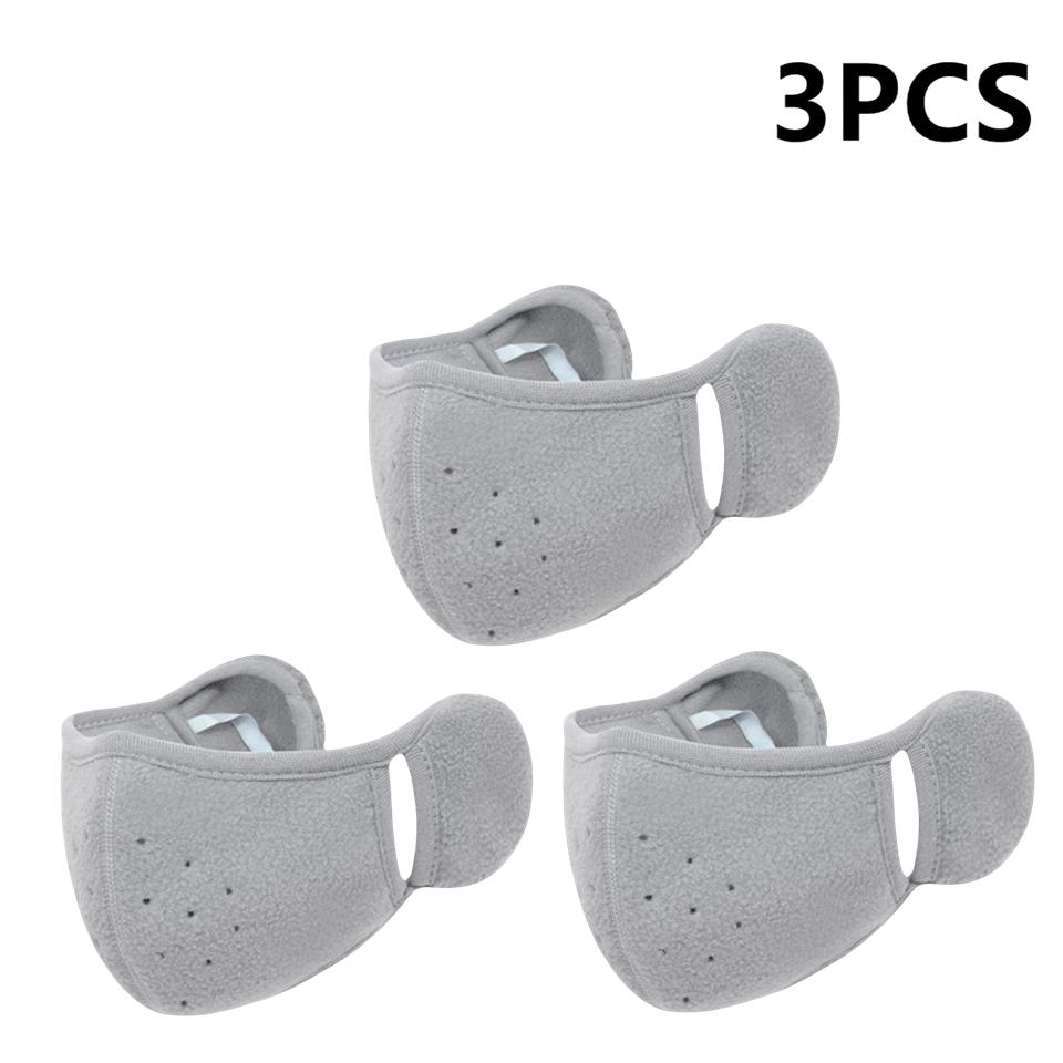 

3 шт. Зимняя теплая маска для лица, Защита от холода, Дышащая, Защита для ушей, Ветрозащитная, 3D Флисовая полумаска, Маска для велоспорта