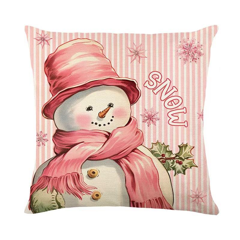 Christmas Pillow Case Pink Pillow Four-piece Set Sofa Cushion Seat Lumbar Support