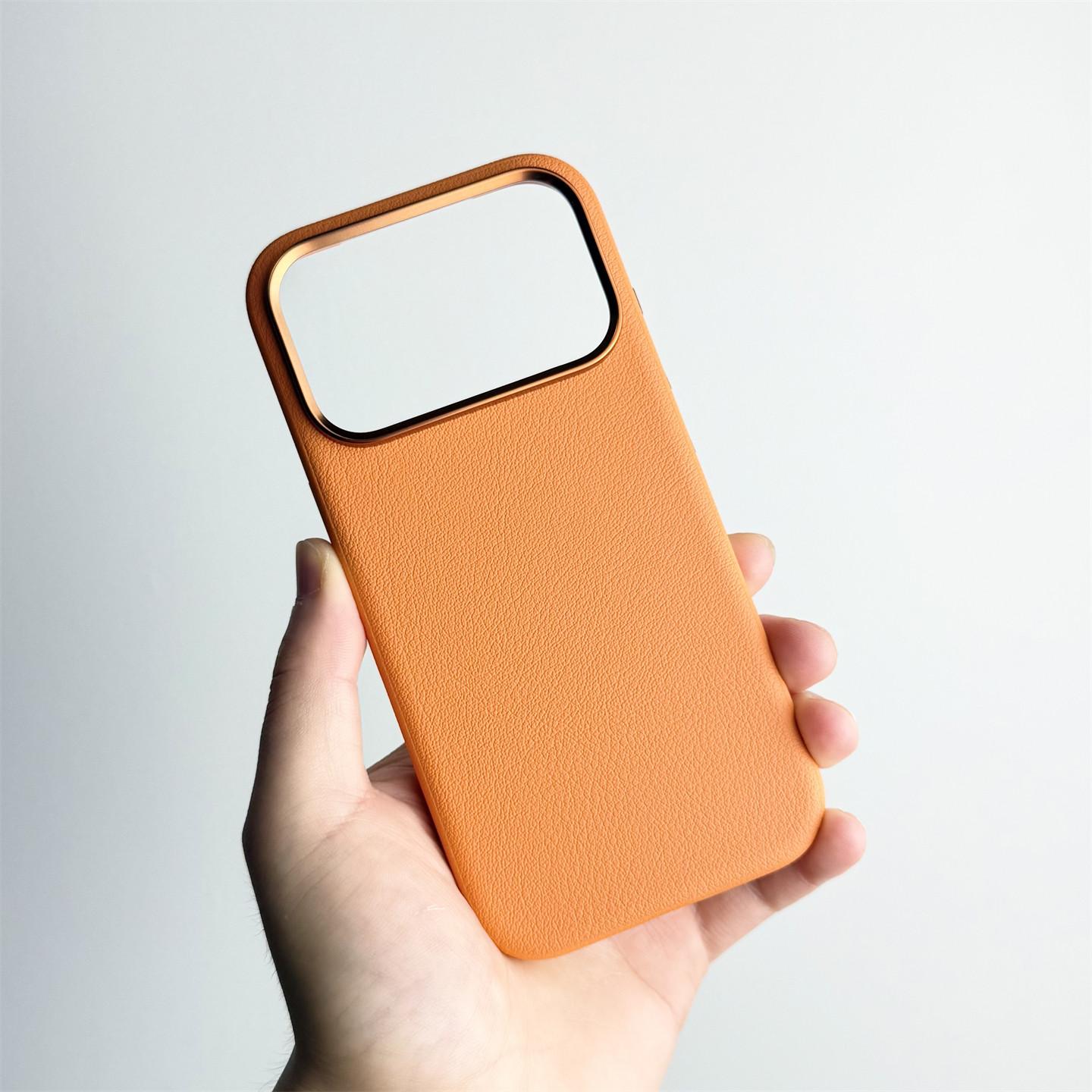 

Technology Leather Magnetic Phone Case For iPhone 17 Pro Max 17 Air Ai Camera Control Button Matte Non-slip Soft Edge Back Cover iPhone Air помаранчевий