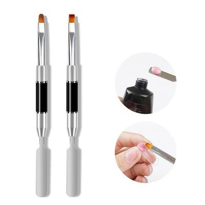 Metallic Nail Brushes, 2Pcs Nail Art Brushes, Dual-Ended Polygel Brush & Picker Tool, Magic Extender Gel Tool for UV/LED Nail Art, Acrylic Nails