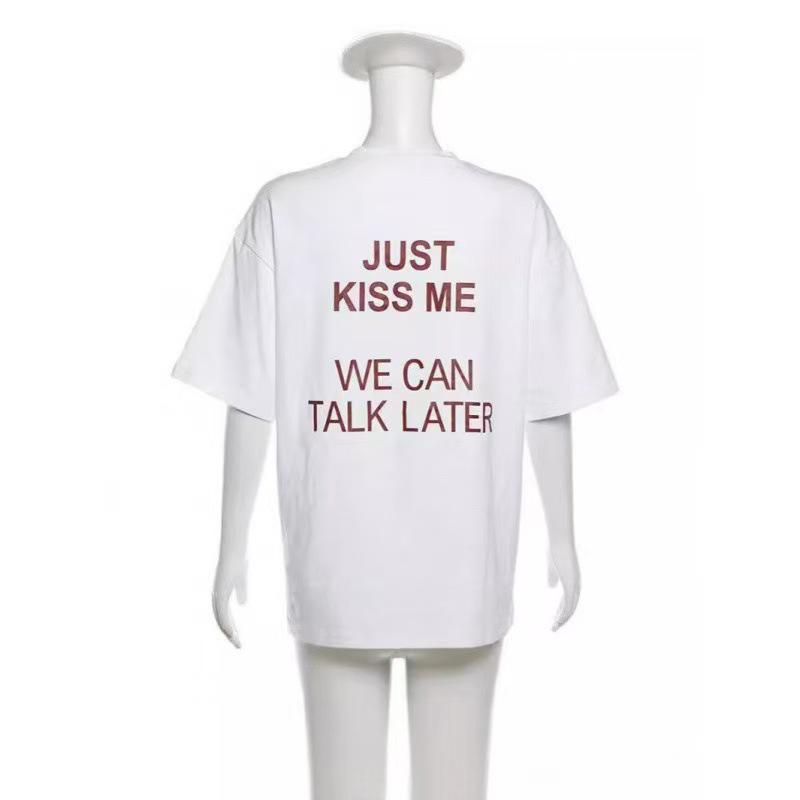 Trendy Women s Heavyweight Cotton T-shirt with Letter Print Design 3XL