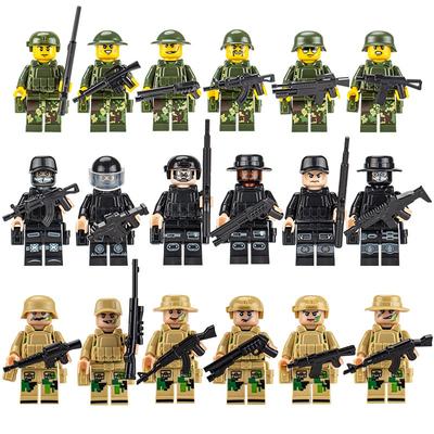 Puzzle Složené stavební bloky Kamufláž Vojenská minifigurka speciálních jednotek