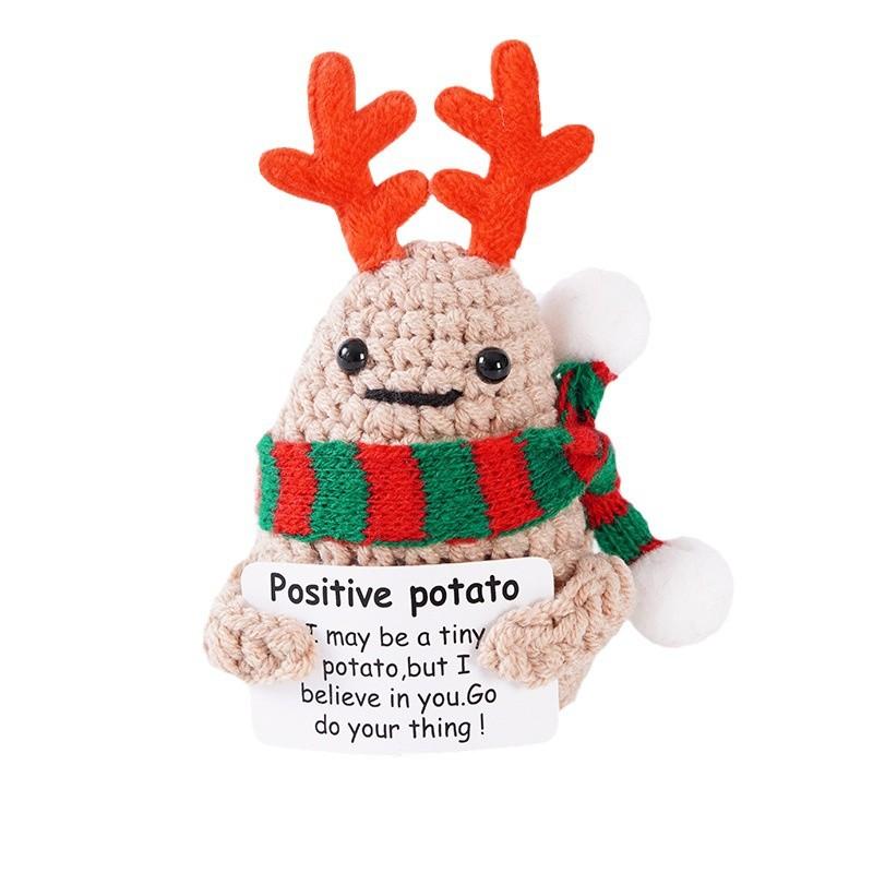 New Handmade Knitted Positive Energy Glasses Potatoes With Card Home Room Decoration Funny Woo lCrochet Potato Ornament Gifts