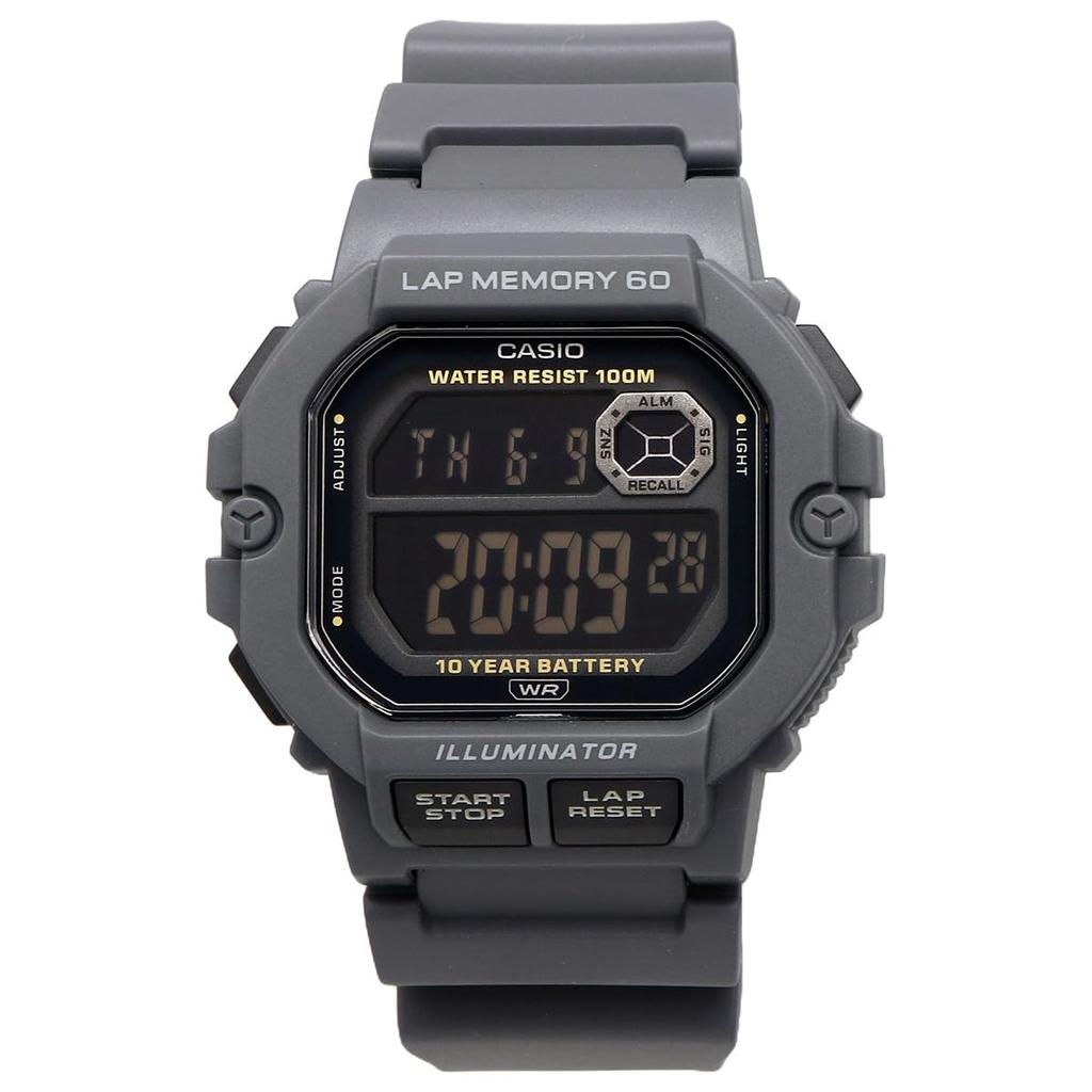 Casio Sports Gear Digital Men's Watch WS-1400H-8BV Gray Black Negative Display