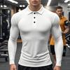 Men's Exercise Polo Shirts 3 Button Quick Dry Performance Long Sleeve Tactical Tees Running T-Shirts Gym Clothing Collared Shirt