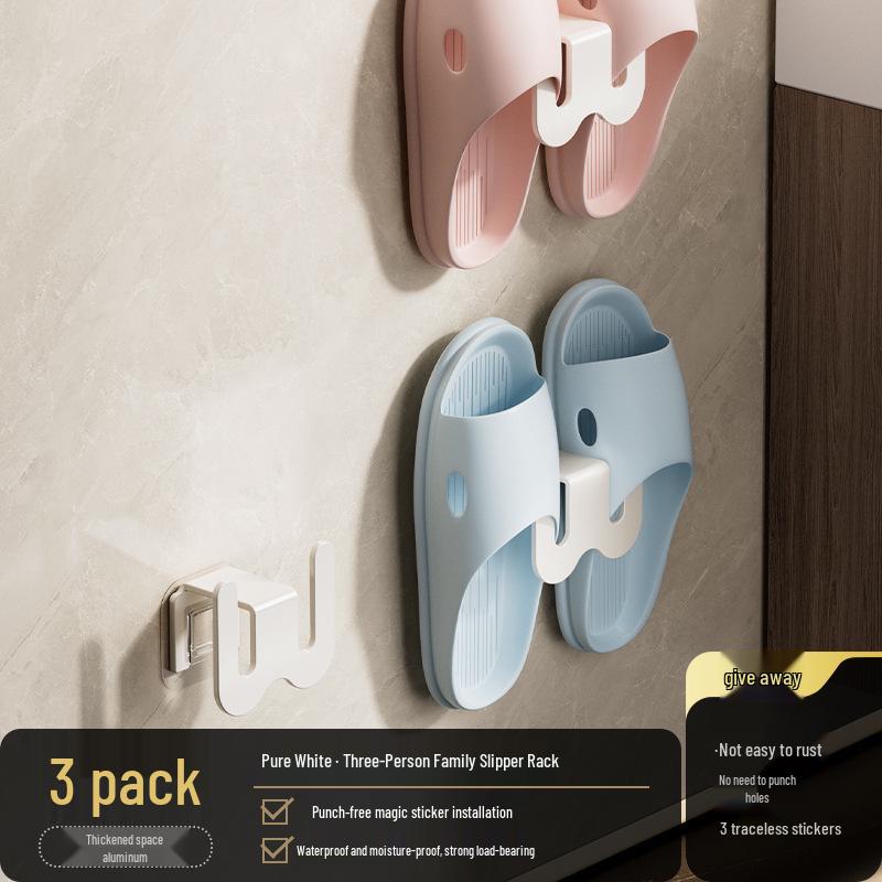 Stanzfreier Badezimmer-Hausschuhe-Halter: Wandmontierter Schuhorganizer & Aufbewahrung für Toilettentür - Hängendes & Abtropfendes Design.