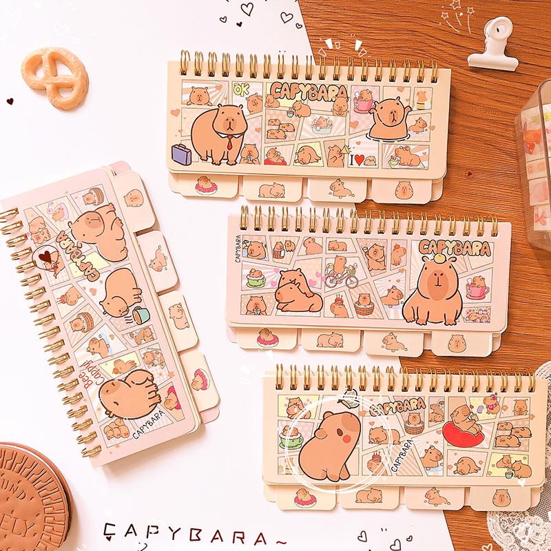 Kawaii Stationery Office Accessories School Supplies Mini Portable Notebook Small Notepad For Daily Notes Capybara Diary