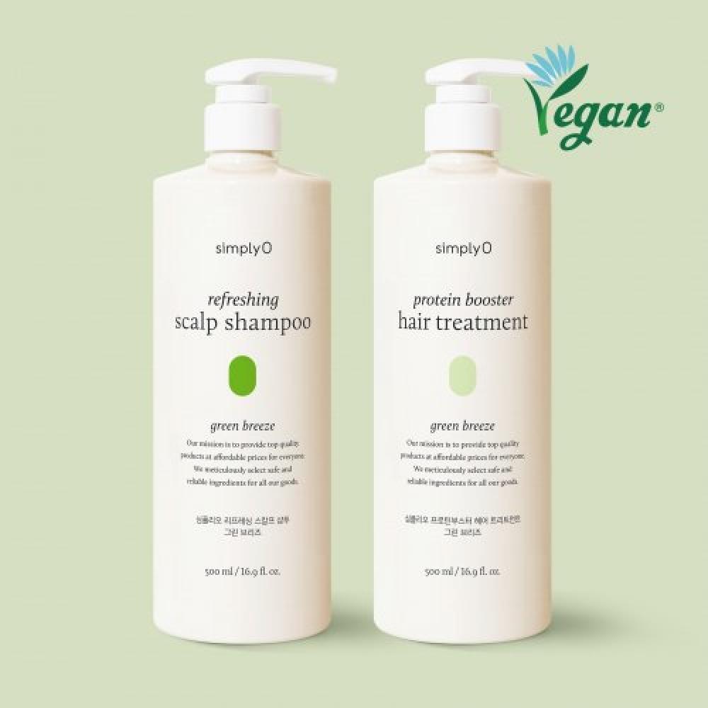 Simplyo Refreshing Scalp Care Hair Bundle 500ml Bundle  Shampoo+16 Protein Treatments  2 Fragrances GREEN BREEZE HAIR BUNDLE